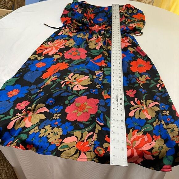 Hayden Los Angeles Retro Floral Tie Sleeve Button Detail Dress Size Large - Picture 6 of 7